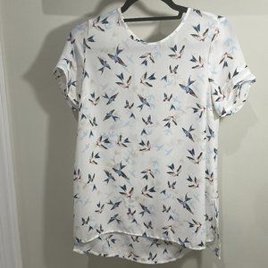 Bird Themed White Blouse